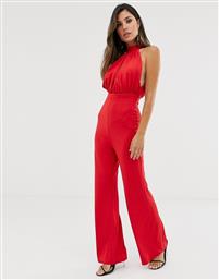 Girl In Mind high neck ruched wide leg jumpsuit-Red από το Asos