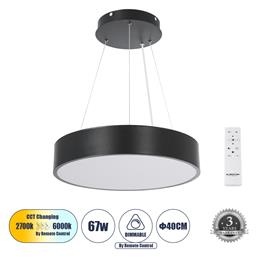 Burton -P Στρογγυλό Κρεμαστό LED Panel Ισχύος 67W με Ρυθμιζόμενο Λευκό Φως 40x40εκ. GloboStar