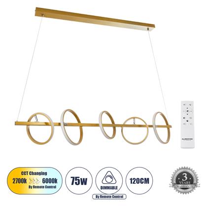 Circolare Κρεμαστό Φωτιστικό Χρυσό 120x25x25εκ. GloboStar