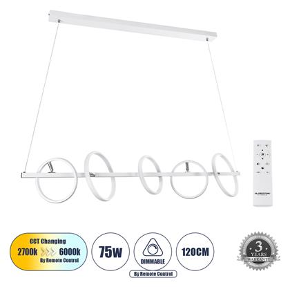 Circolare Κρεμαστό Φωτιστικό Λευκό 120x25x25εκ. GloboStar από το Designdrops