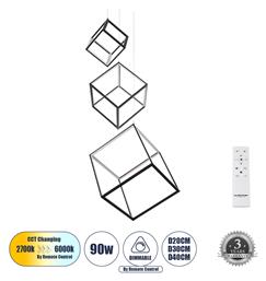 Kiboo-trio Κρεμαστό Φωτιστικό Μαύρο 60x60x80εκ. GloboStar