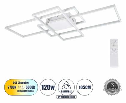 Quadra Πλαφονιέρα 105εκ. LED με Τηλεχειριστήριο GloboStar