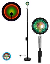 Rainbow Green 180° LED Φωτιστικό Δαπέδου Υ94εκ. Μαύρο GloboStar