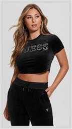 Athleisure W Γυναικείο Crop Top Κοντομάνικο Μαύρο Guess