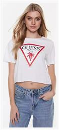 E02I01JA914 Γυναικείο Crop T-shirt Λευκό Guess από το Modivo