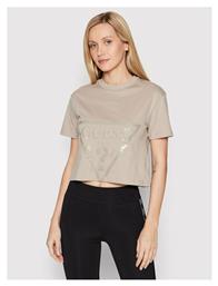 Γυναικείο Crop Top Κοντομάνικο Καλοκαιρινό Μπεζ Guess από το Modivo