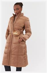 Μακρύ Γυναικείο Puffer Μπουφάν Καφέ Guess