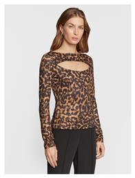 Phoebe Μακρυμάνικη Γυναικεία Μπλούζα Animal Print Καφέ Guess