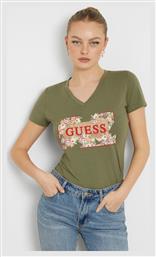 Ss Vn Γυναικείο T-shirt Floral Πράσινο Guess