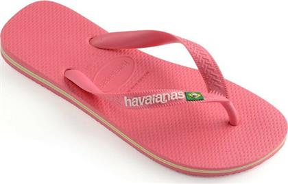 Havaianas Brasil Logo Σαγιονάρες σε Ροζ Χρώμα