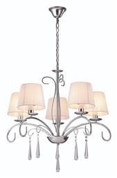 Flaren Πολυέλαιος 5xE14 Ø61cm με Κρύσταλλα Ασημί 77-8196 Home Lighting