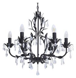 Πολυέλαιος 6xE14 Ø60cm με Κεράκια Μαύρος 3-10-872-0078 Inart