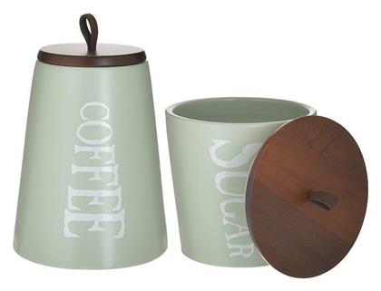 Σετ 2τμχ Βάζα για Ζάχαρη / Καφέ με Καπάκι από Πορσελάνη Καφέ 13x13x18cm Inart