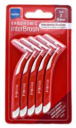 InterMed Ergonomic InterBrush Μεσοδόντια Βουρτσάκια με Λαβή 0.5mm Κόκκινα 5τμχ - Intermed