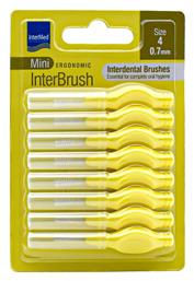 InterMed Ergonomic Mini Μεσοδόντια Βουρτσάκια με Λαβή 0.7mm Κίτρινα 8τμχ - Intermed