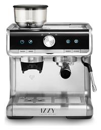 IZ-6007 Αυτόματη Μηχανή Espresso 1500W Πίεσης 10bar με Μύλο Άλεσης Ασημί Izzy