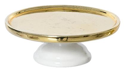 Τουρτιέρα Κεραμική με Πόδι Χρυσή 22x22x11.5εκ. Kaemingk