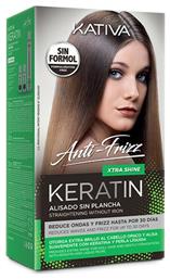 Keratin Anti-Frizz Xtra Shine Straightening without Iron Σετ Θεραπείας Μαλλιών με Κερατίνη για Ισιωτική, με Σαμπουάν και Μάσκα 3τμχ Kativa