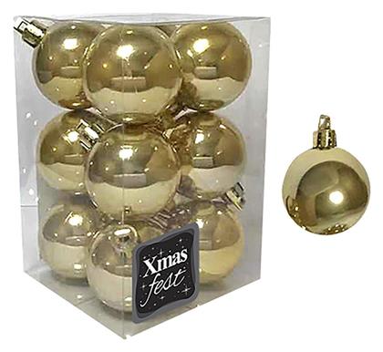 Κρεμαστή Μπάλα Στολίδι Πλαστική Χρυσή 4εκ. Σετ 12τμχ - XMASfest