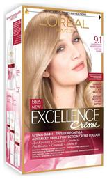 L'Oreal Paris Excellence Cream Colour 9.1 Ξανθό Πολύ Ανοιχτό Σαντρέ 48ml - LOreal Paris