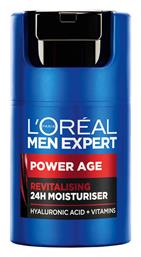 L'Oreal Paris Expert Power Age Ανδρική Κρέμα Προσώπου για Ενυδάτωση, Αντιγήρανση & Λάμψη με Υαλουρονικό Οξύ 50ml - LOreal Paris