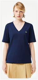 Γυναικείο T-shirt με V Λαιμόκοψη Navy Μπλε Lacoste από το Modivo