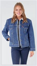 Levi's Trucker Ex Boyfriend Sherpa Κοντό Γυναικείο Τζιν Μπουφάν με Επένδυση Γούνας Μπλε από το Notos