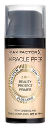 Miracle Prep Primer Προσώπου σε Κρεμώδη Μορφή με 30SPF 3 in 1 Beauty Protect 30ml Max Factor