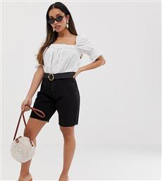Missguided Petite exclusive longline denim shorts in black από το Asos