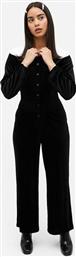 Monki Cia velvet jumpsuit with collar black από το Asos