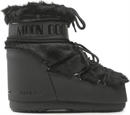Moon Boot Icon Low Γυναικείες Μπότες Χιονιού με Γούνα Μαύρες από το Spartoo