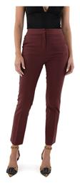 Pants Women My T Wearables Γυναικείο Ψηλόμεσο Capri Chino Παντελόνι σε Slim Εφαρμογή Μπορντώ MY T