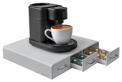 Capsule Holder Κουτί Αποθήκευσης 3 Συρτάρια Κάψουλες Nespresso Βάση Καφετιέρα Grey Navaris