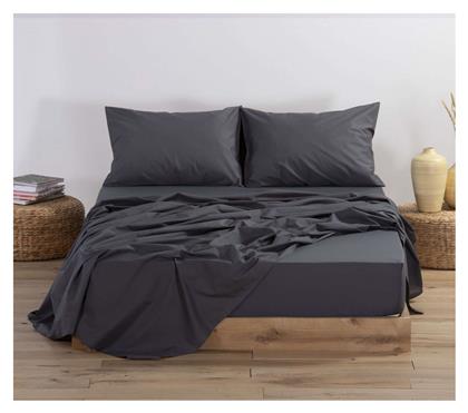 Nef-Nef Homeware Σεντόνι Διπλό με Λάστιχο 140x200+30εκ. Basic Dark Grey - Nef Nef