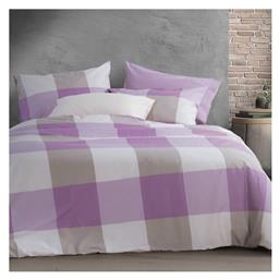 Nef-Nef Homeware Σετ 160x200+35εκ. με Λάστιχο Casual Check Mauve - Nef Nef