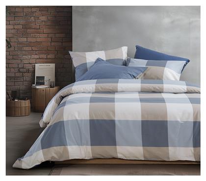 Nef-Nef Homeware Σετ Διπλό 4τμχ 200x270εκ. Casual Check Μπλε - Nef Nef