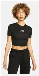 Air Γυναικείο Αθλητικό Crop Top Κοντομάνικο Μαύρο Μαύρο Nike