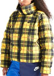 Nike Κοντό Γυναικείο Puffer Μπουφάν για Χειμώνα Κίτρινο από το Factory Outlet
