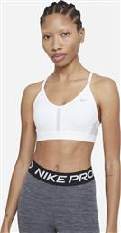 Nike Dri-Fit Indy Γυναικείο Αθλητικό Μπουστάκι Λευκό με Επένδυση & Αφαιρούμενη Ενίσχυση