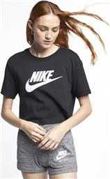 Nike Essential Γυναικείο Αθλητικό Crop Top Κοντομάνικο Μαύρο Μαύρο από το Modivo
