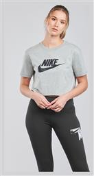 Essential Γυναικείο Crop Top Κοντομάνικο Καλοκαιρινό Γκρι Nike