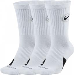Nike Everyday Μπασκετικές Κάλτσες Λευκές 3 Ζεύγη από το Cosmos Sport