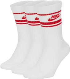 Nike NSW Essential Stripe Αθλητικές Κάλτσες Λευκές 3 Ζεύγη από το Athletix