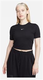 Sportswear Essential Γυναικείο Αθλητικό Crop Top Κοντομάνικο Μαύρο Μαύρο Nike από το E-tennis