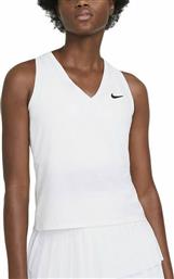 Nike Victory Γυναικεία Αθλητική Βαμβακερή Μπλούζα Αμάνικη με V Λαιμόκοψη Λευκή