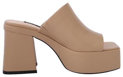 Danzi 3 Mules με Χοντρό Ψηλό Τακούνι Nude Nine West