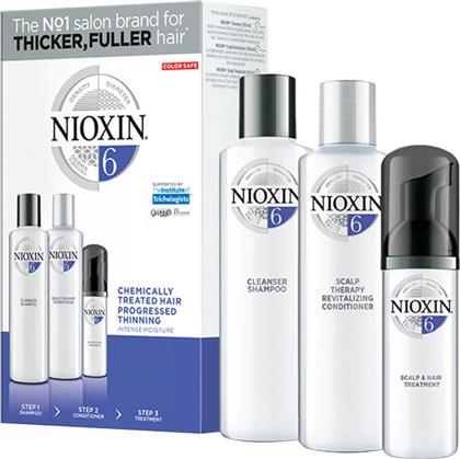 Nioxin System 6 Σετ Θεραπείας Μαλλιών με Σαμπουάν for Chemically Treated Hair Progressed Thinning 3τμχ