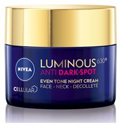 Nivea Cellular Luminous 630 Anti Spot Κρέμα Προσώπου & Λαιμού Νυκτός για Ενυδάτωση, Αντιγήρανση & Ατέλειες 50ml