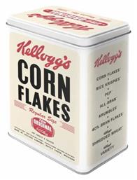 Kelloggs Retro Κουτί Δημητριακών με Καπάκι Μεταλλικό Λευκό 14x10x20cm Nostalgic Art