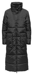 Μακρύ Γυναικείο Puffer Μπουφάν για Χειμώνα Μαύρο Only